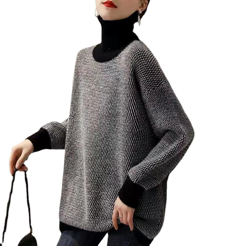Femme Højkrave Tekstureret Strikpullover Stilla