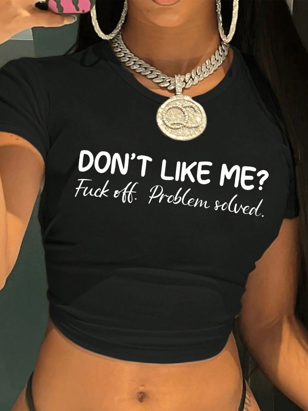 Dame T-shirt med kunstnerisk statement-tryk og tætsiddende snit Skovae