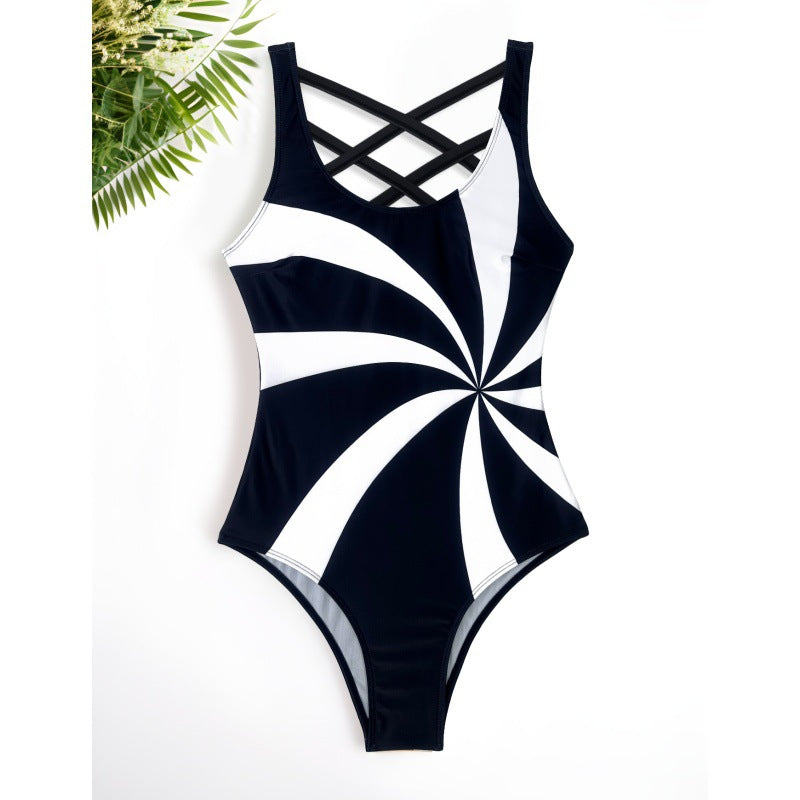 Dame Én-delt Badedragt med spiralformet Design Stilla