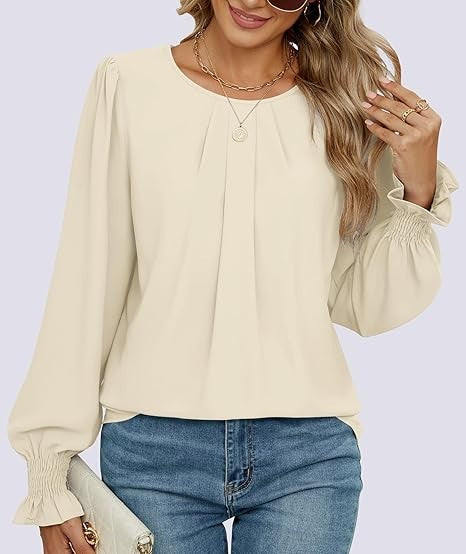 Damer elegant bluse med puffærmer Stilla