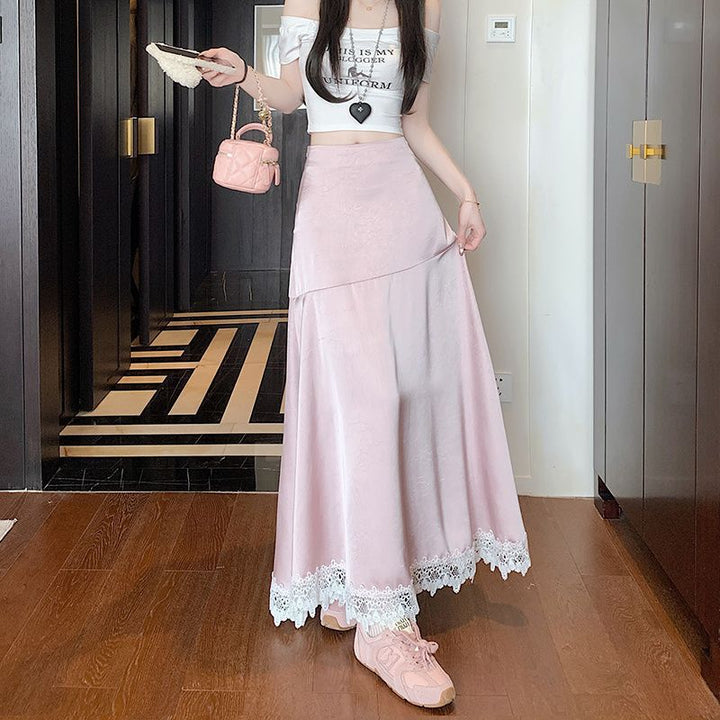 Femme Boho-stil maxi-nederdel med spidskant Stilla