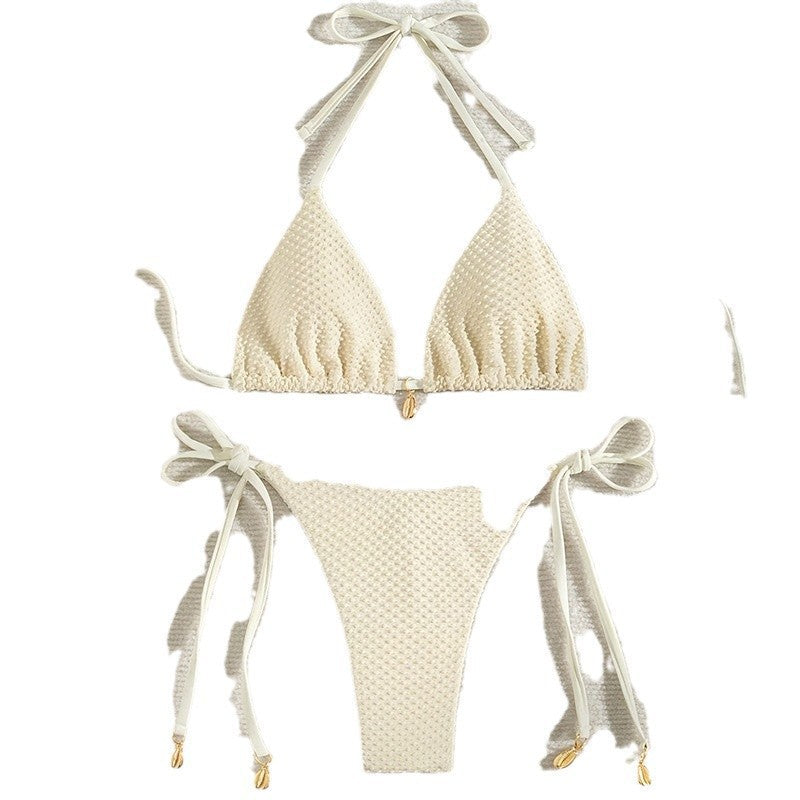 Dame triangel-bikini med bindbare stropper og raffinerede detaljer Skovae
