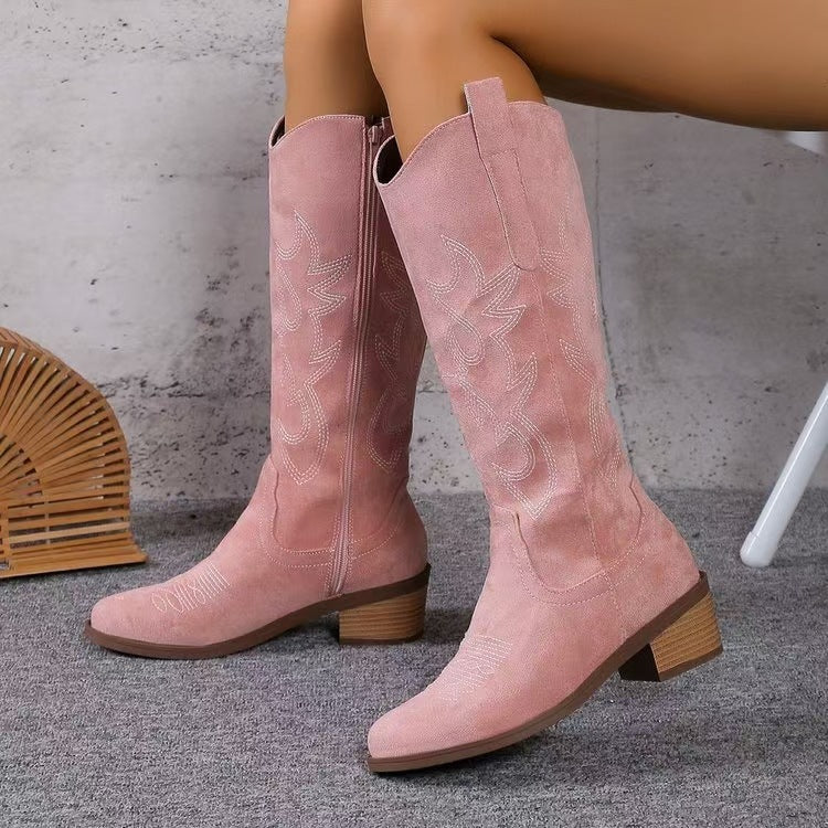 Dame Western-støvler med trendy broderier og komfortabel sål Stilla