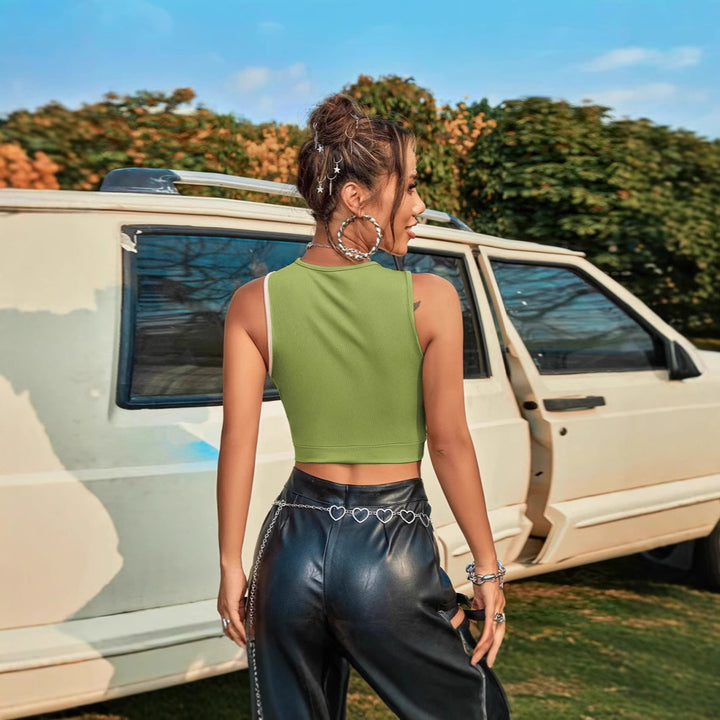 Damer Asymmetrisk Crop-Top med trendy Cut-Out og fashionable farvekontrast Stilla