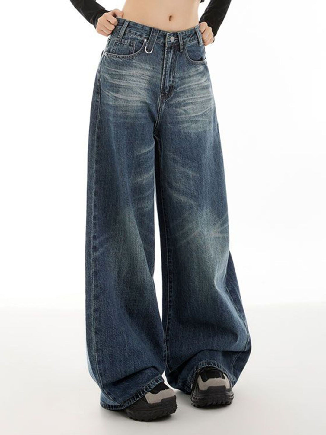 Dame ekstra jeans i trendy brugt look Stilla