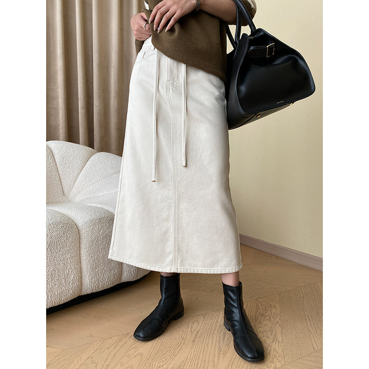 Dame Stilfuld Maxi Nederdel med Elegant Stretch Detaljer Stilla