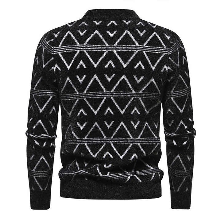 Herrer geometrisk mønstret ståkravepullover Stilla