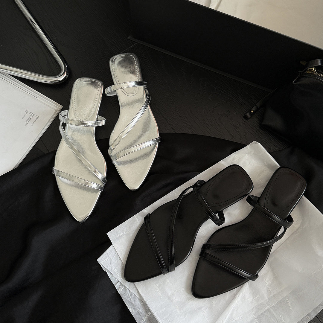 Femme Elegante Spidse Tæer Slide Sandaler Stilla