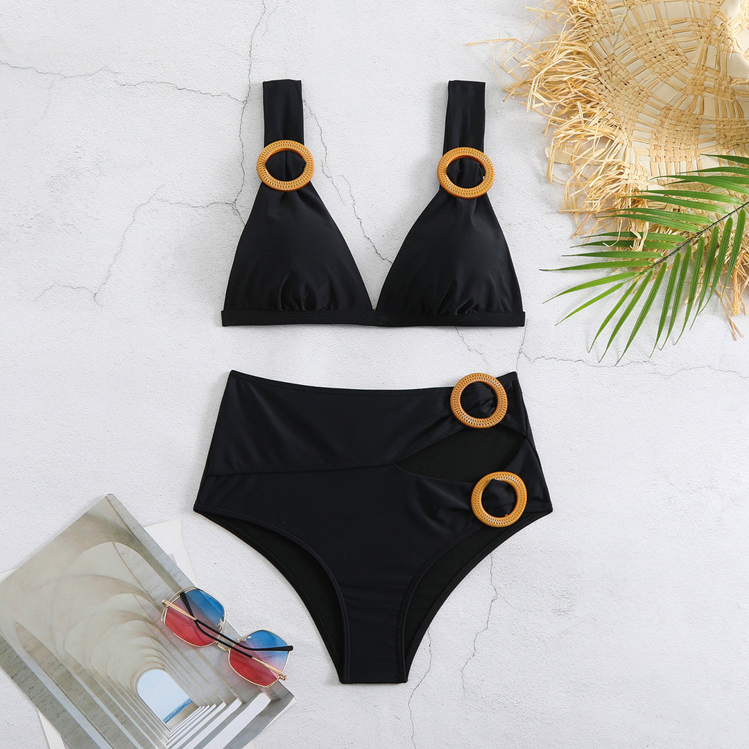 Dame Bikini-sæt med elegant ringdetalje og høj taljesnit Stilla