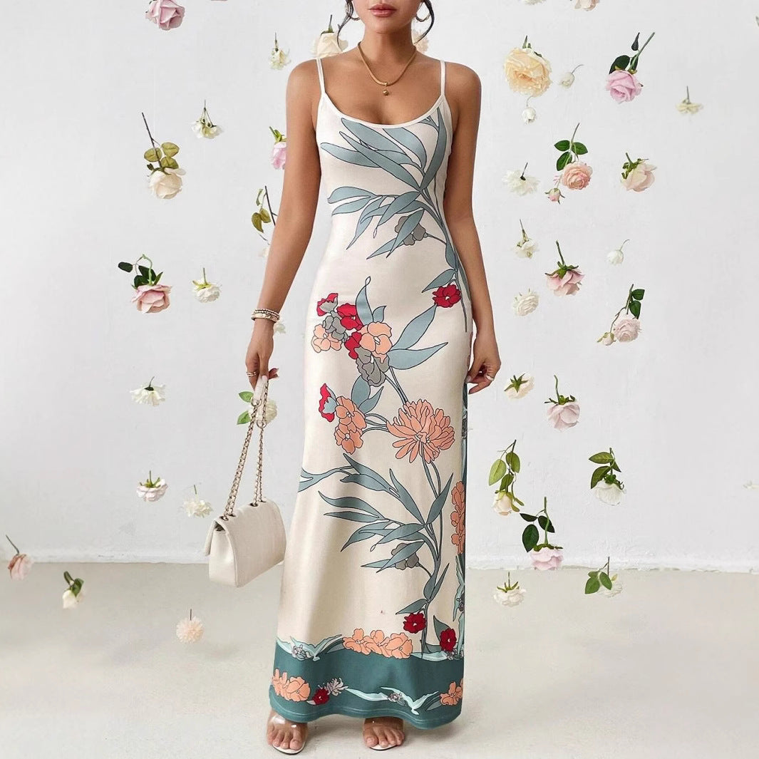 Dame Blomster Spaghetti-stropper Maxi-kjole Stilla