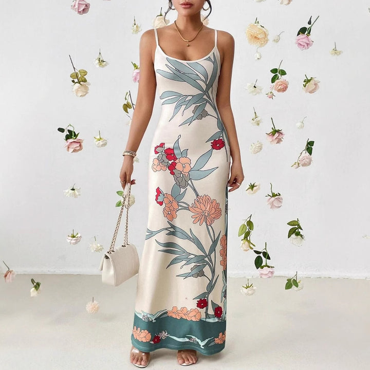 Dame Blomster Spaghetti-stropper Maxi-kjole Stilla