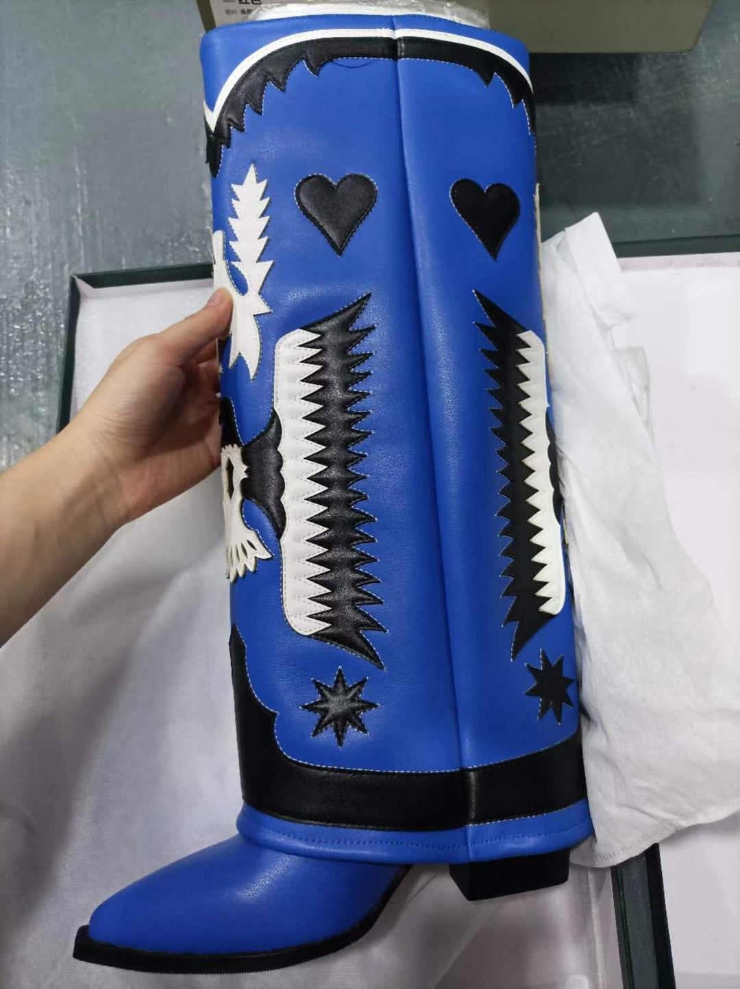 Femme Dekorative Western-stil Knæhøje Støvler Stilla