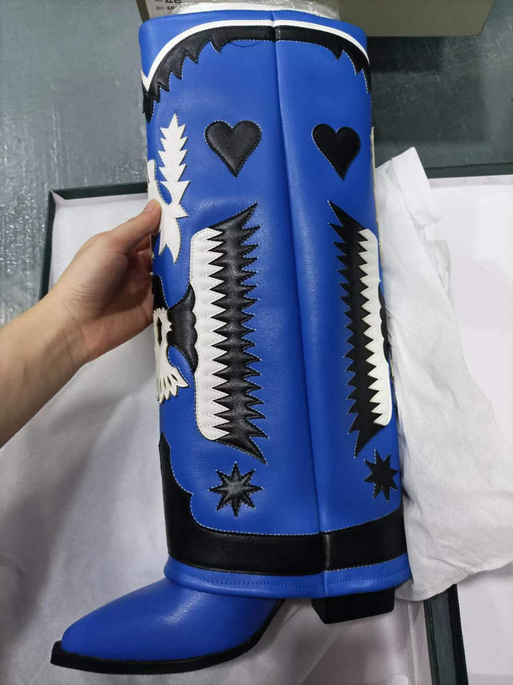 Femme Dekorative Western-stil Knæhøje Støvler Stilla