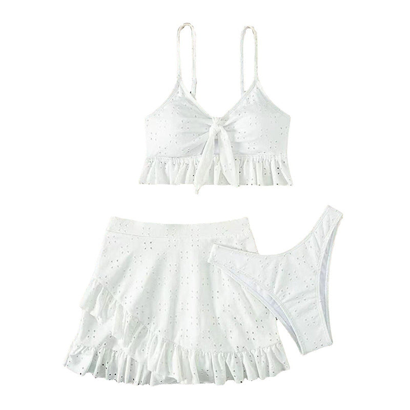 Dame Rynk Knytte-Front Crop Top og Nederdel Sæt Stilla