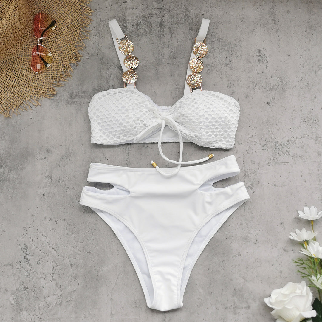 Dame bikini-sæt med elegant netdesign og raffinert bandeau-top Stilla