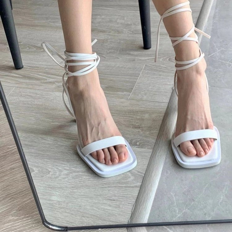 Dame Elegante Plateau Sandaler med viklede remme og komfortabel hæl Stilla