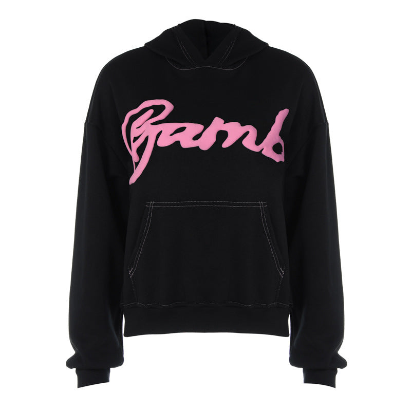 Dame Oversized Hoodie med stilfuld skrift og praktisk kængurulomme Stilla