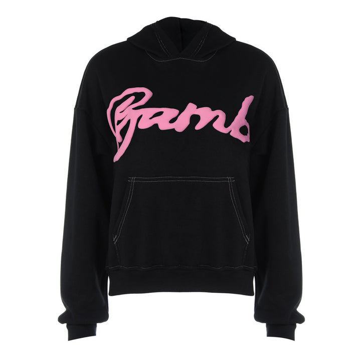 Dame Oversized Hoodie med stilfuld skrift og praktisk kængurulomme Stilla