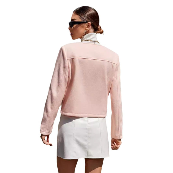 Damer fashionabel bouclé jakke med strukturerede lommer og guldfarvede knapper Stilla