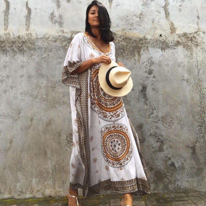 Dame Strandkjole med boho-inspireret mandala-look og luftig pasform Stilla