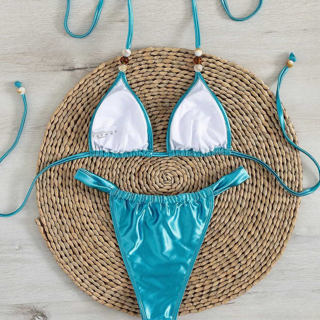 Dame Triangel-Bikini med elegant folderdesign Skovae