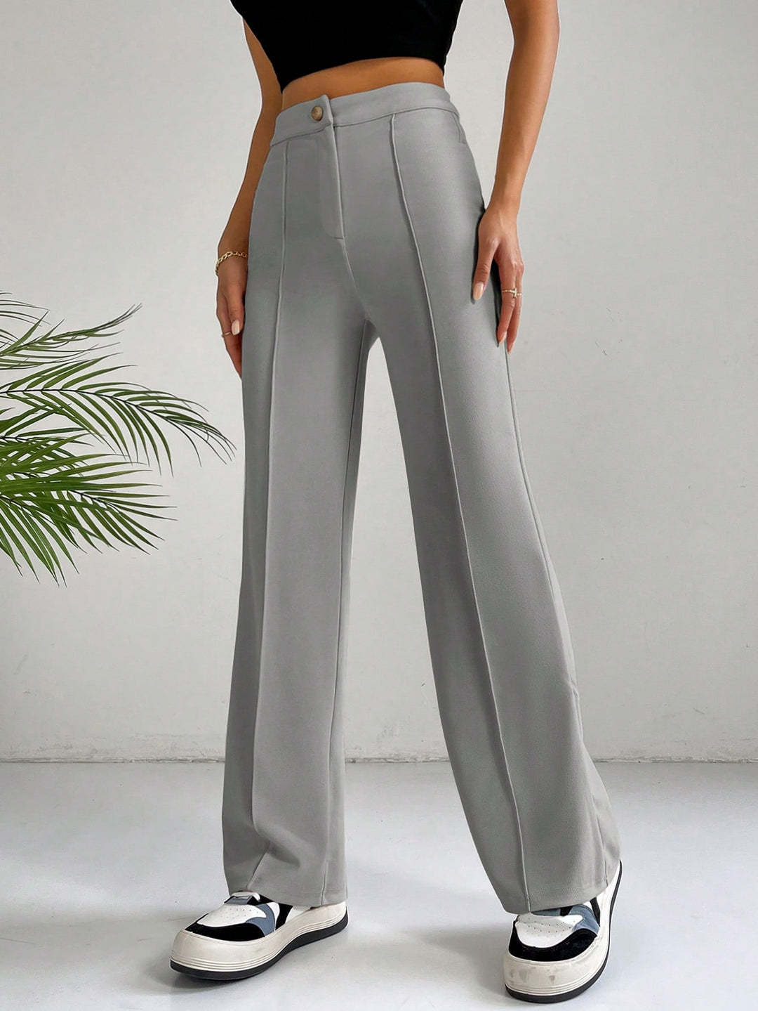 Dame Elegant High-Waist Buks med sidelommer og smalt snit Skovae