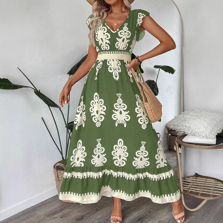 Dame Elegant Maxikjole med detaljeelskende Floral Design Stilla