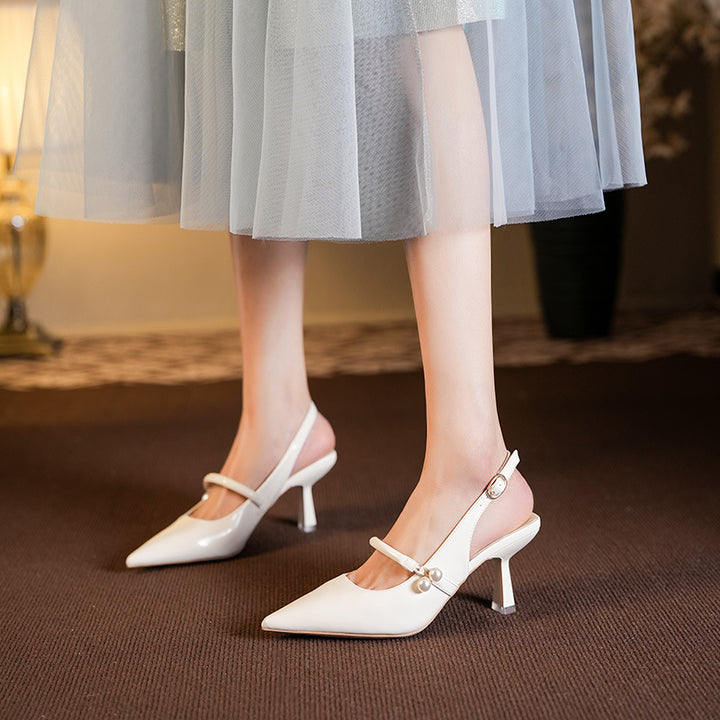 Dame Chic Slingback-hæle med perleakcent Stilla