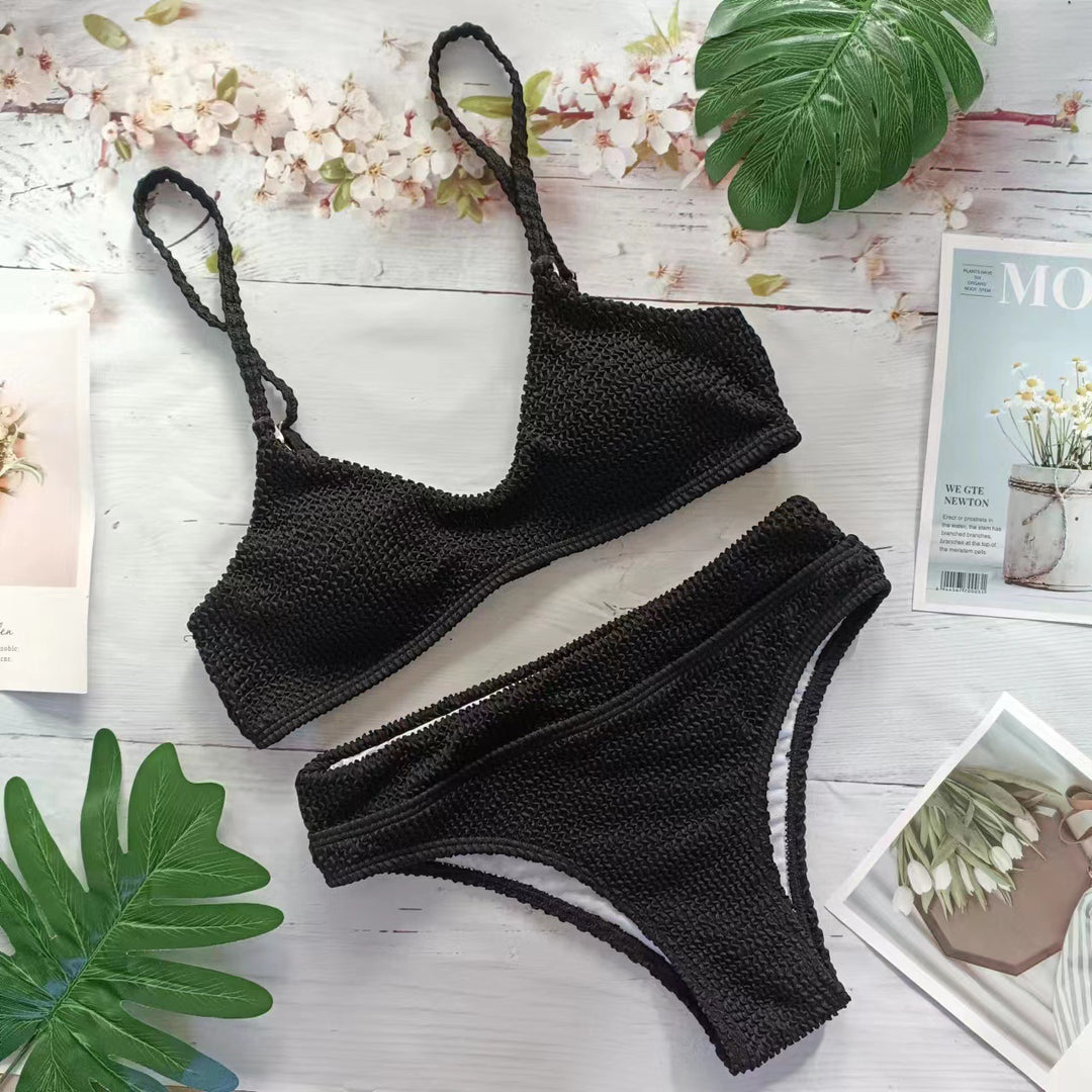 Femme Textureret Bralette Bikini Sæt Stilla
