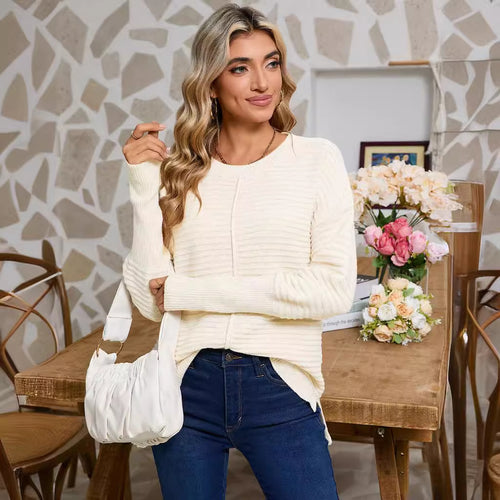 Kvindernes strikkede sweater med fin ribbet struktur og afslappet pasform Stilla