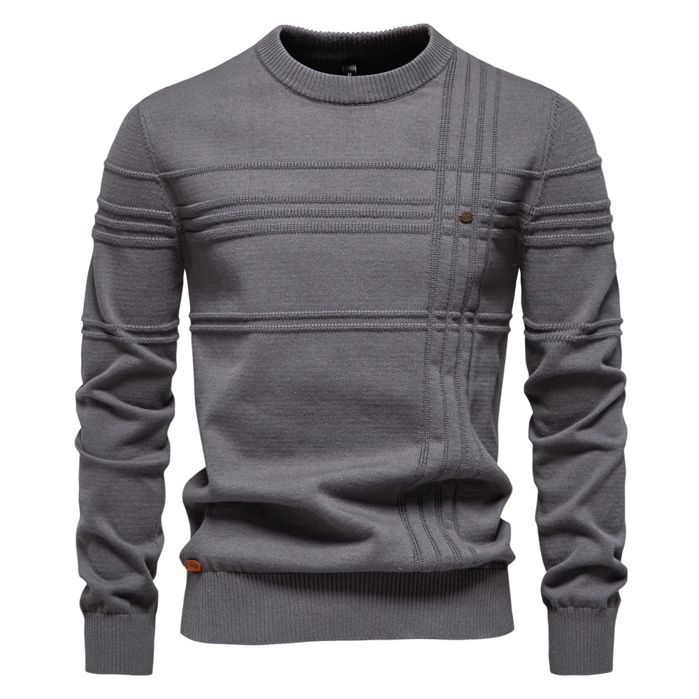 Herre strikpullover med struktureret design og moderne rund halsudskæring Stilla