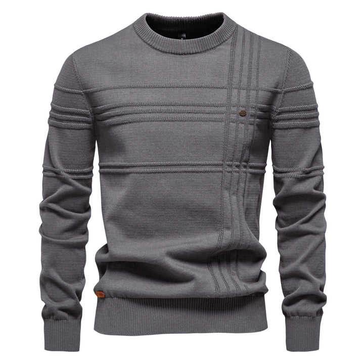Herre strikpullover med struktureret design og moderne rund halsudskæring Stilla
