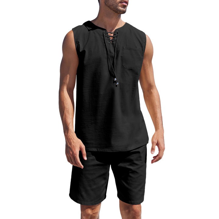 Herrer fritidssæt med kort top og sporty shorts Stilla