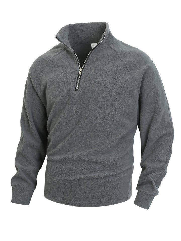 Herren fleece-pullover med halvmeter lynlås og elastiske manchetter Stilla