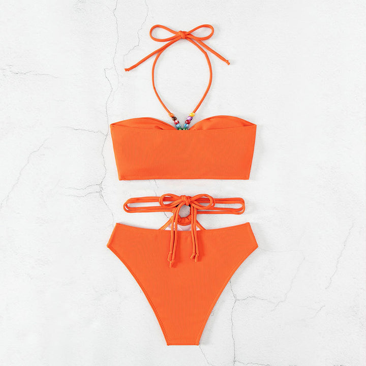 Dame bikini-sæt med moderne indpakningsoverdel og højt skåret underdel Stilla