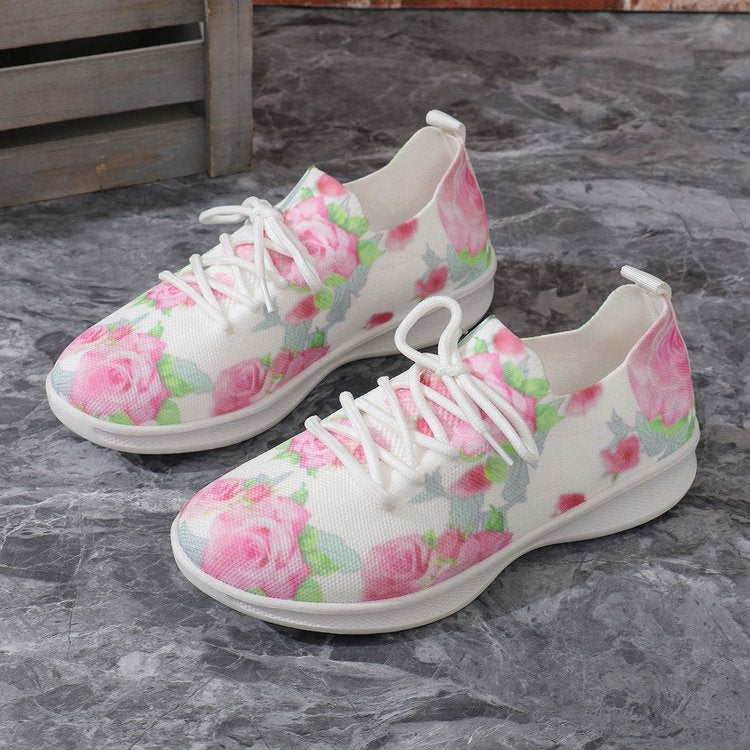Dame Behagelige Slip-On Sneakers med blomsterdesign og åndbar overflade Stilla