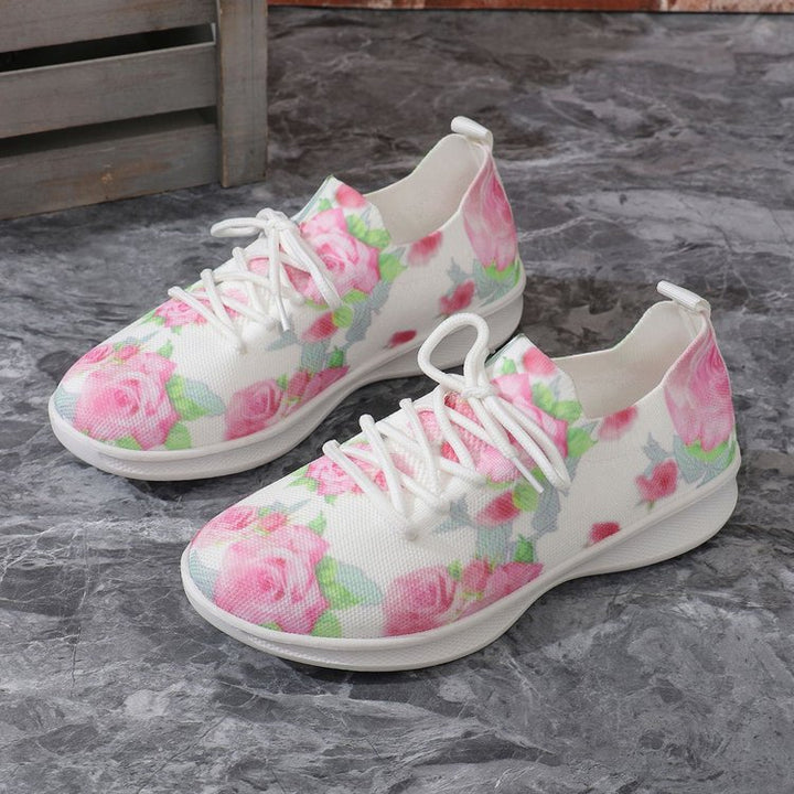 Dame Behagelige Slip-On Sneakers med blomsterdesign og åndbar overflade Stilla