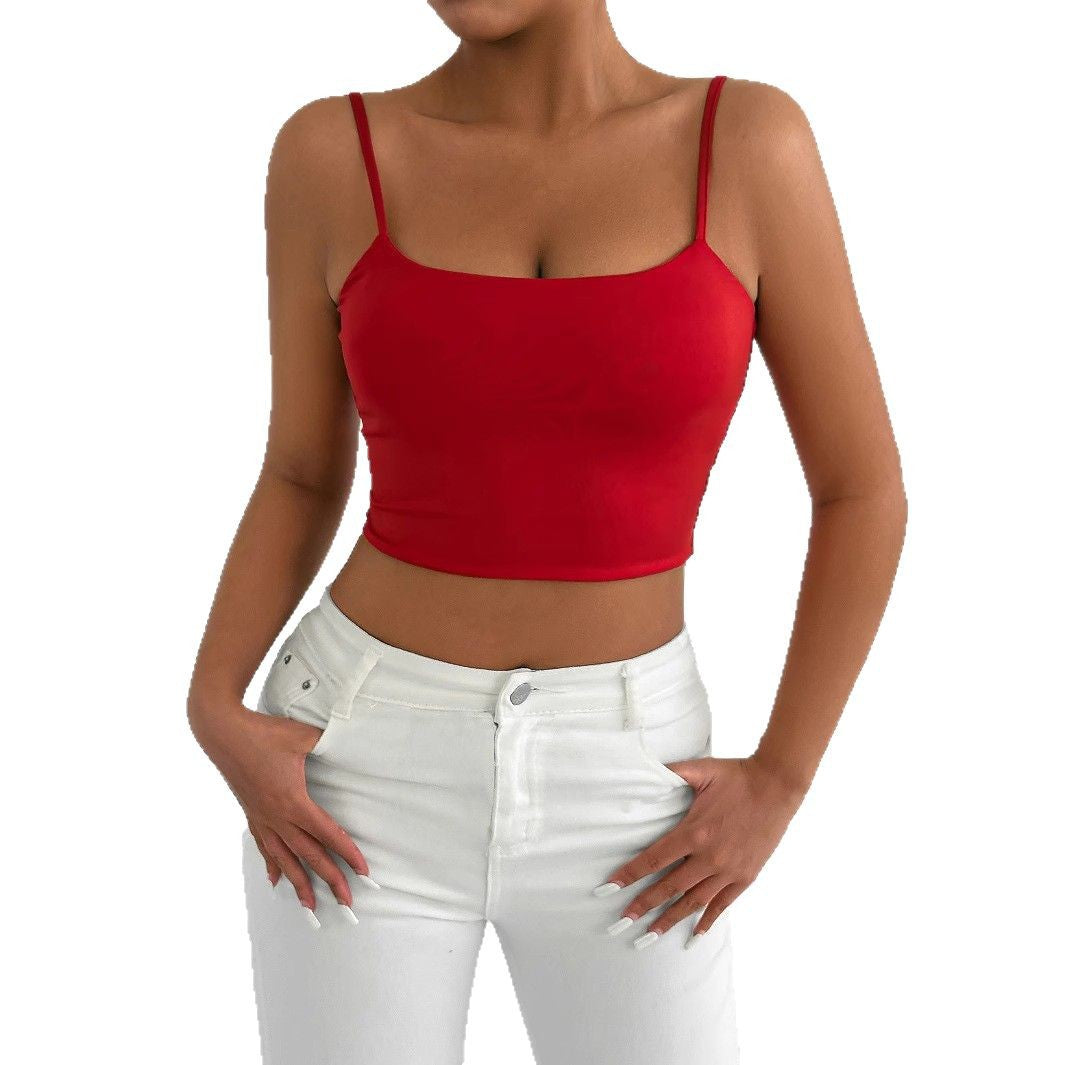 Dame Figurtilpasset Crop-Top i elastisk materiale med spaghetti-stropper Skovae