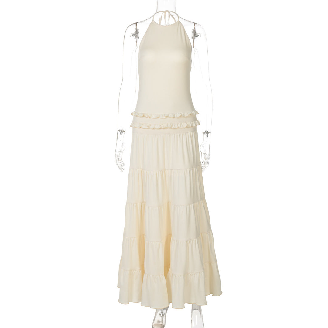 Dame maxikjole med skulderfri design og elegant drapering Stilla