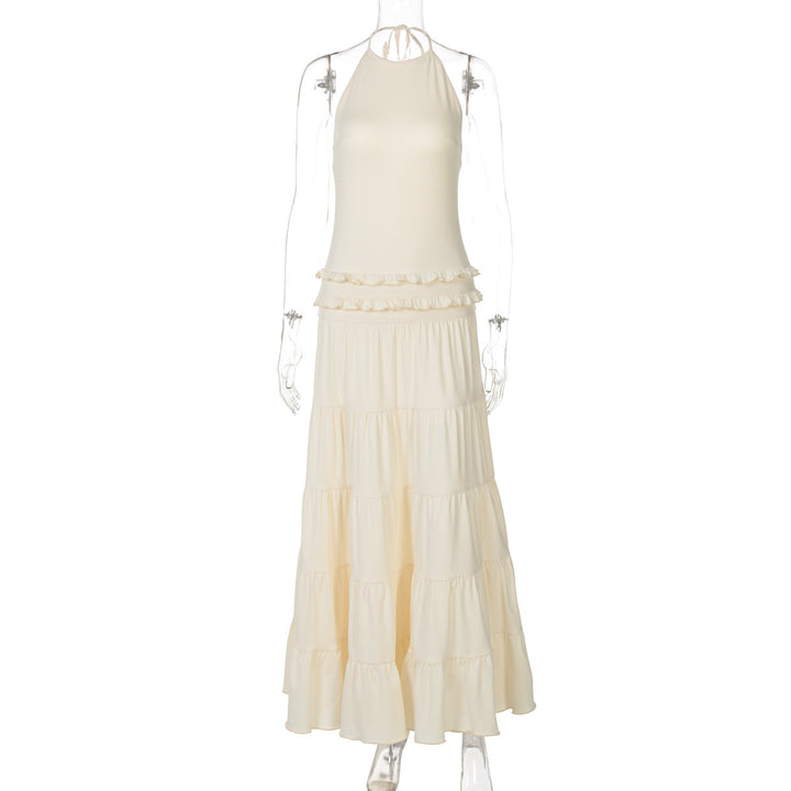 Dame maxikjole med skulderfri design og elegant drapering Stilla