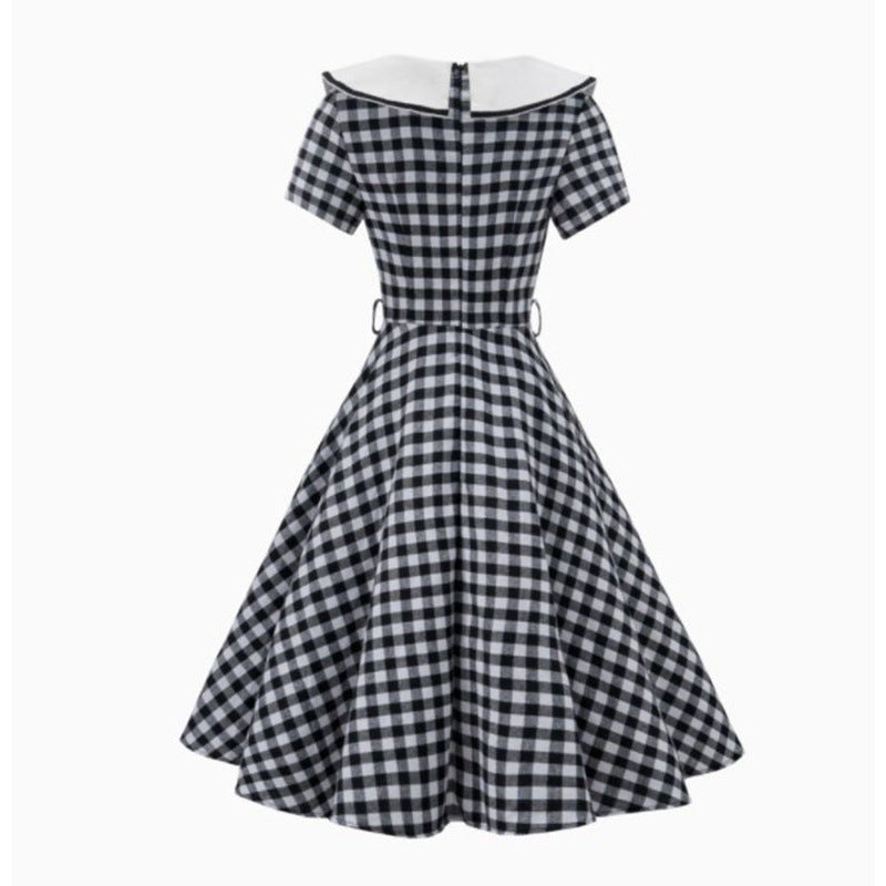 Femme Vintage Checket Swing Kjole Stilla