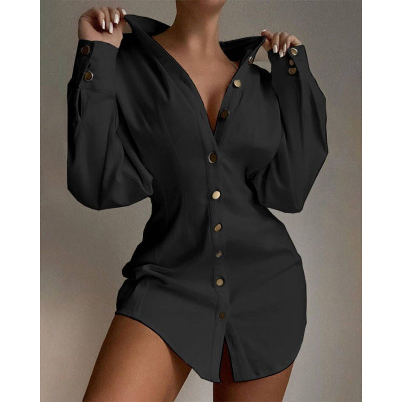 Femme Button-Up Grafiktryk Mini Kjole Stilla