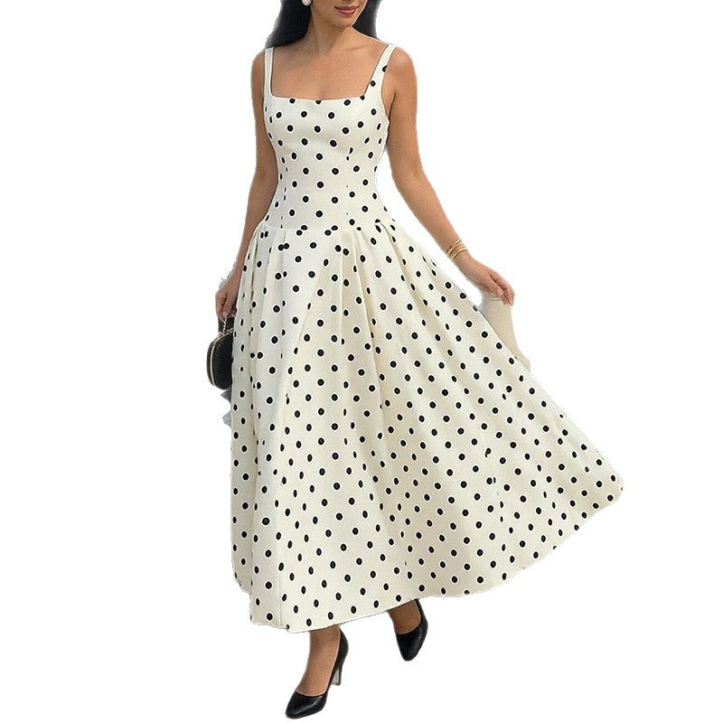 Kvinder Elegant Prikket Maxi Kjole Stilla