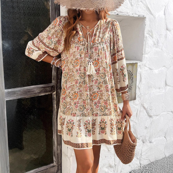 Femme Floral Print Babydoll Kjole med Rüschenkant Stilla