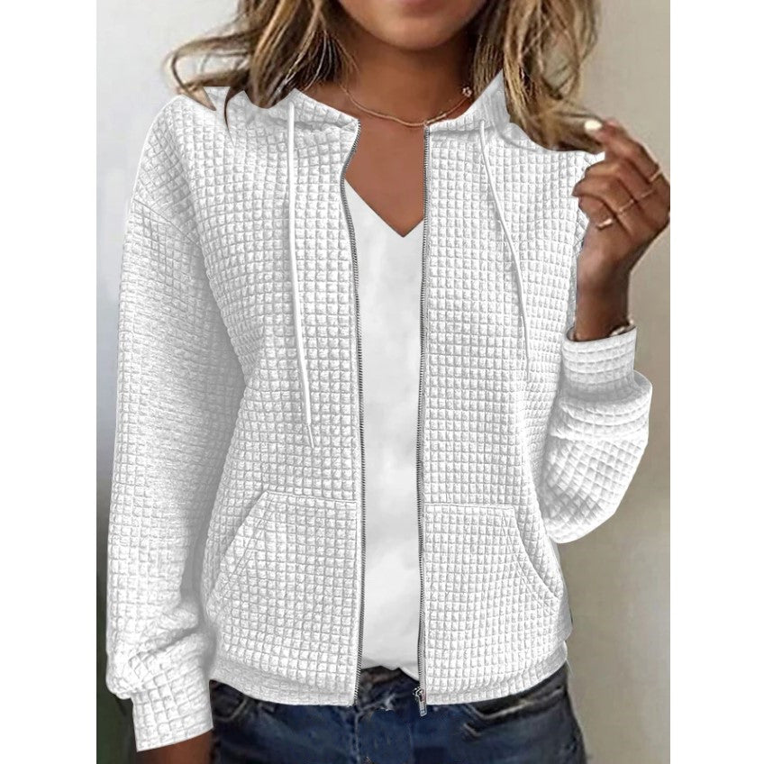 Dame behagelig vaffelmønster-jakke med praktiske lommer Stilla