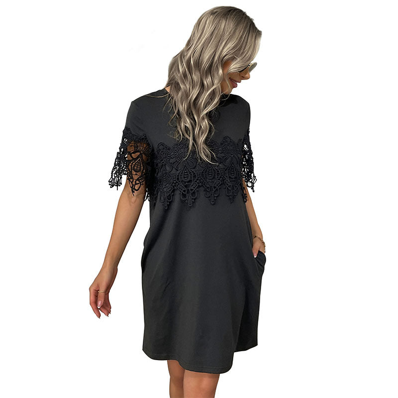 Femme Elegante Spids-Detail Shift Kjole Stilla