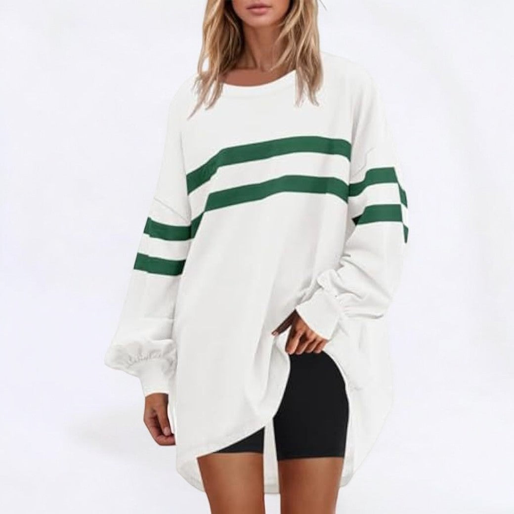 Stilla | Trendy Strikket Pullover Med Sportslige Striber