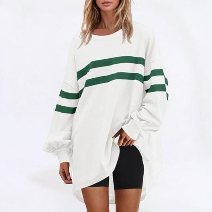 Stilla | Trendy Strikket Pullover Med Sportslige Striber