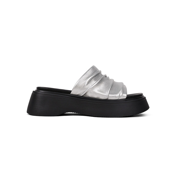 Dame Stilfulde Plateau Slide Sandaler med Raffdetail i den øverste del Stilla