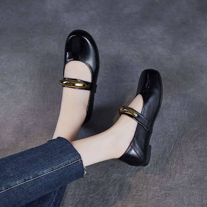 Dame Elegante Mary Jane Ballerinas med flot metallic akcent Stilla